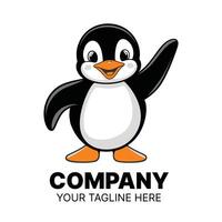 Cheerful Cartoon Penguin Logo Design for Company Branding vector