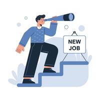 A man using a telescope, looking for a new job opportunity vector
