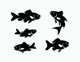 Dynamic Fish Silhouette Collection Template vector