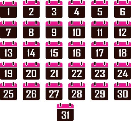 Flat Calendar, simple icon calendar day of the month collection of calendar symbols