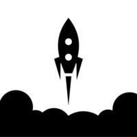 Silhouette of a rocket launching into space vector