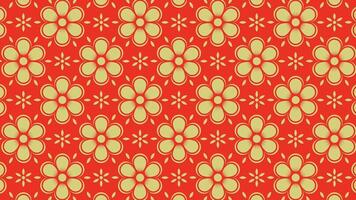 Chinese pattern texture with yellow flowers on a red background vector