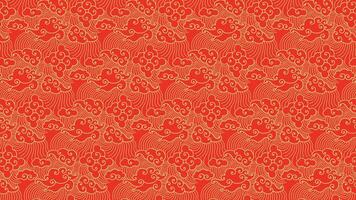 Chinese pattern texture with abstract clouds with red background vector