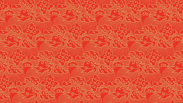 Chinese pattern texture with abstract clouds with red background