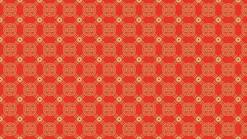 Chinese geometric pattern texture with yellow lines and circles against red background vector