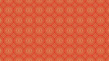 Chinese pattern texture with yellow circles on red background vector
