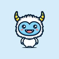 cute chibi yeti smiling happily vector