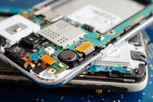 Repairing and upgrade circuit mainboard of notebook, electronic, computer hardware and technology. photo