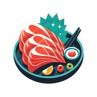 sushi illustration with chopsticks and sushi vector