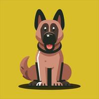 a cartoon dog sitting on a yellow background, Perfect for Any Project vector