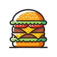 a hamburger icon with cheese and lettuce vector