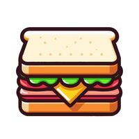 a sandwich with cheese, meat and lettuce vector