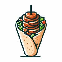 Kebab a pita with meat and vegetables in it vector
