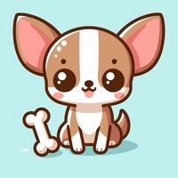 a cartoon chihuahua dog with a bone, Perfect for Any Project vector