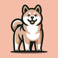 a cartoon dog standing on a pink background, Perfect for Any Project vector