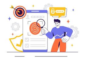 Digital Identity Card Illustration Featuring Personal Data and Photo in Flat Style Design vector
