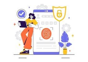 Identity Document Illustration Featuring Photo, Data, and Secure Recognition Technology vector