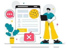 Internet Cookies and User Privacy Illustration in a Flat Style Background vector