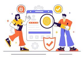 Flat Style Illustration of an Identification Card with Personal Information and Face ID System vector