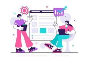 Learning for Career Growth Illustration with Real-Life Applications in a Flat Style vector