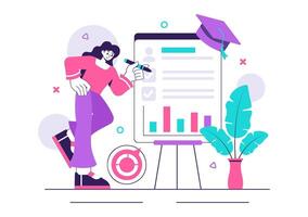Flat Cartoon Style Career Education Concept with Hands-On Learning and Growth Models vector