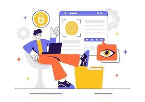 Secure Identification Card Illustration with Face ID Recognition and Personal Information vector