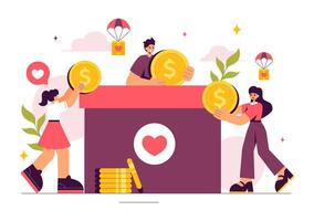 Heart and Helping Hands Illustration for Charity and Donation in a Flat Background vector