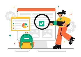 Examination and Quiz Illustration Featuring Online Forms and Answer Papers vector
