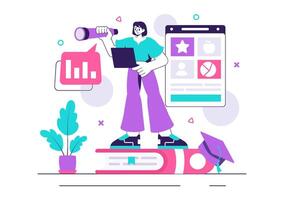 Career Development Education Illustration with Practical Learning Models in Flat Cartoon Style vector