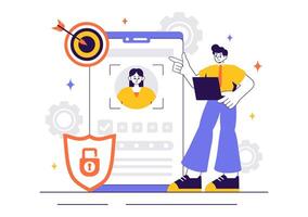 Identity Verification Illustration of a Digital Card with Photo and Information in Flat Style vector