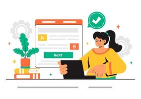 Flat Style Illustration of Online Exam Forms, Answer Sheets, and Surveys vector