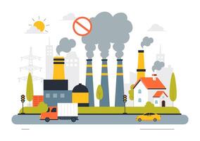 Global Warming and Air Pollution Concept with Factories and Urban Smog vector