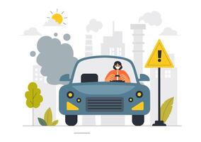 Polluted City Environment with Traffic and Toxic Automobile Emissions vector