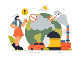 Design of Air Pollution with City Smog and Industrial Carbon Dioxide vector