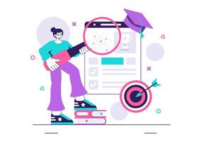 Career-Oriented Learning Concept Illustration with Practical Growth Models in Flat Style vector