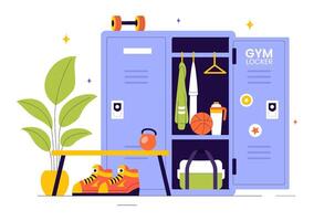 Art of a Gym Locker Room with Neat Dressing Spaces and Fresh Towels vector
