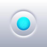 Blue botton with fingerprint touch screen vector