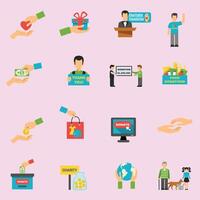 New Online crowdfunding alternative finance crowdsourcing money raising for projects via internet flat icons symbols collection vector