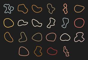 Flat liquid irregular circle frame element set, cute organic amorphous silhouette design, trendy abstract random shape collection, doodle boho minimal symbol set, modern geometric asymmetric graphic, vector