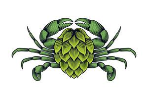 colored illustration of hops resembling crabs vector