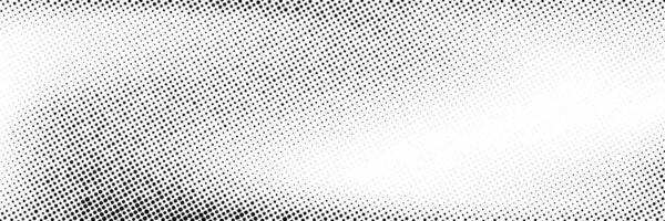 Grunge halftone gradient background. Faded dotted grit noise texture. Black and white rasterized sand wallpaper. Retro pixelated bitmap backdrop. Aged anime or manga comic grain overlay. vector