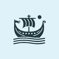 a viking ship in the ocean with a sail vector