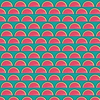 Turquoise background with watermelon patterns vector