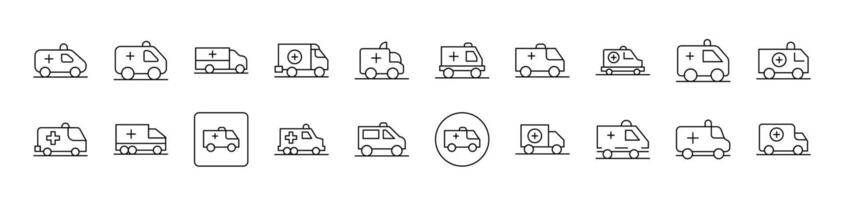 Ambulance Thin Icons Collection. Editable Stroke. Suitable for Web Sites, Books, Cards, Apps vector