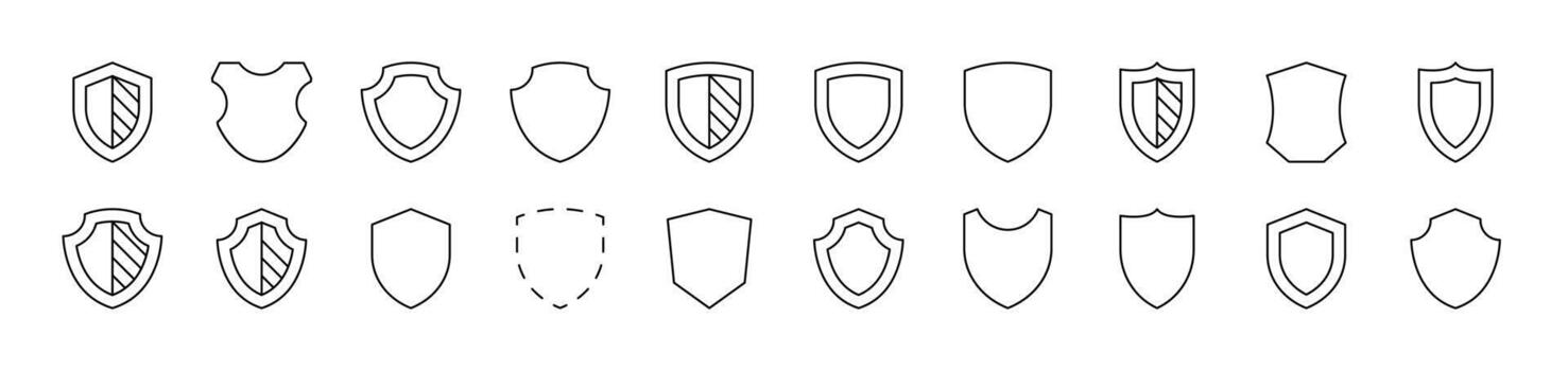 Shield Line Icon Collection. Editable Stroke. Minimalistic Linear Pictogram for Design of Cards, Apps, Banners, Posts vector
