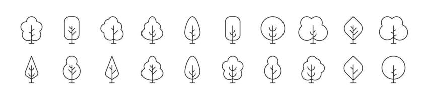 Tree and Forest Simple Isolated Line Icons Collection. Editable Stroke. Suitable for Web Sites, Books, Cards, Apps vector