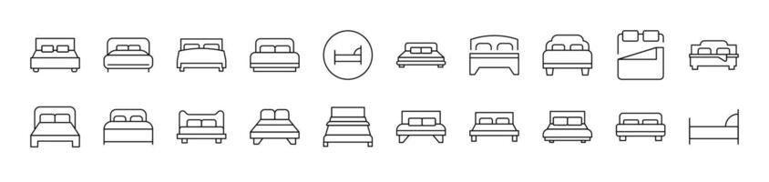 Bed Pack of Thin Icons. Editable Stroke. Suitable for Web Sites, Books, Cards, Apps vector