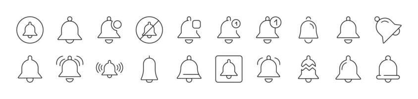 Bell as Ring and Notification Collection of Thin Icons. Editable Stroke. Suitable for Web Sites, Books, Cards, Apps vector