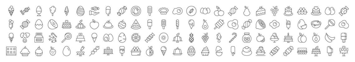 Bundle of Food Related Line Icons. Editable Stroke for Design, Web Sites, Apps, Cards. Contains Linear Images of Eggs vector