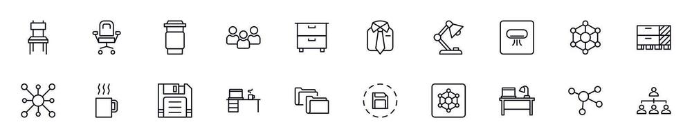Office outline signs drawn with thin Line. Simple linear illustrations for stores, shops, banners, design vector